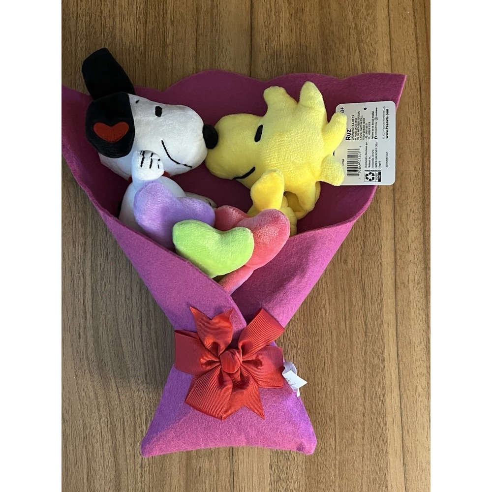PEANUTS SNOOPY & WOODSTOCK 13" Valentine's‎ Plush Bouquet 2025 5 Pc Set Ruz NWT
